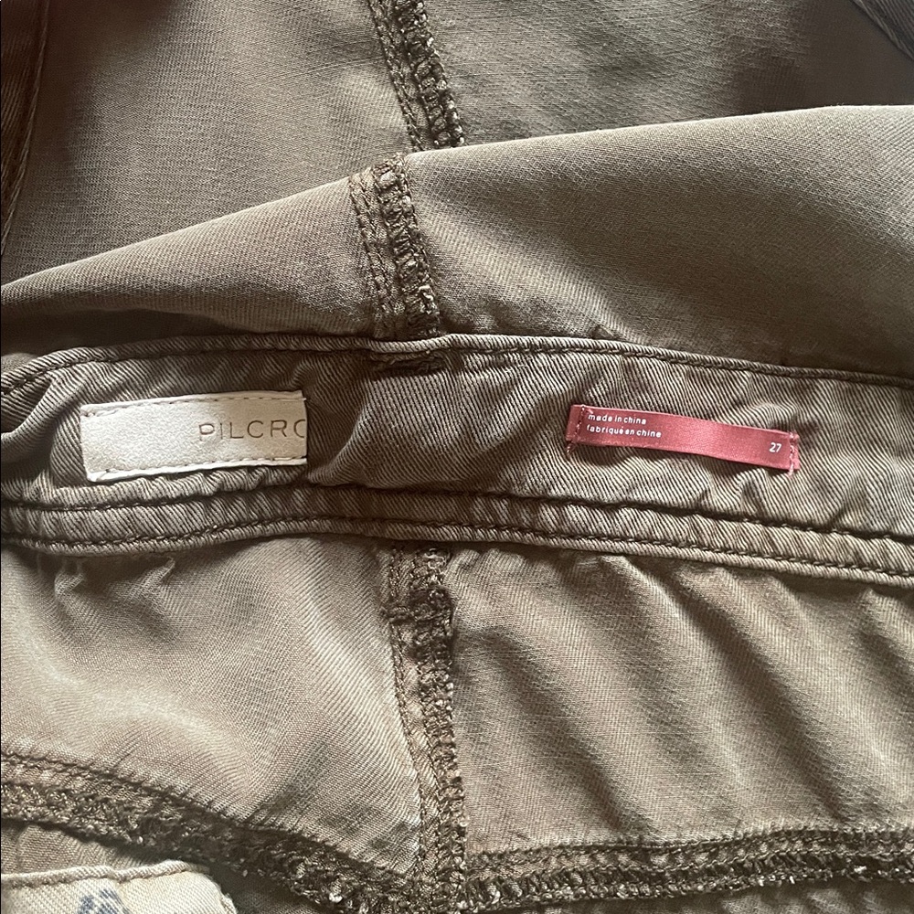 Pilcro The Painter Olive Green Utility Button Front Overalls Size 27 Soft Cozy - Picture 8 of 11